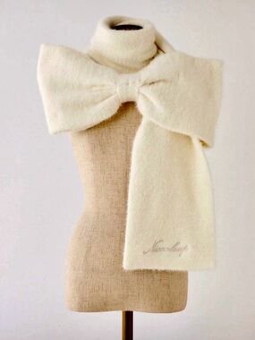 Women’s Bow Accent Knit scarf/wrap - Cream color
